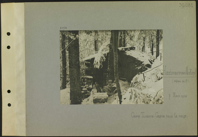 Hartmannswillerkopf (Région de l'). Camp Turenne. Cagna sous la neige