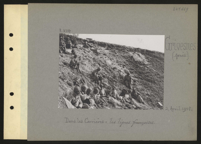 Grivesnes (près). Dans les carrières : les lignes françaises