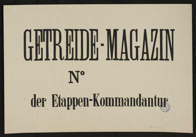Getreide-Magazin n° der Etappen-Kommandantur
