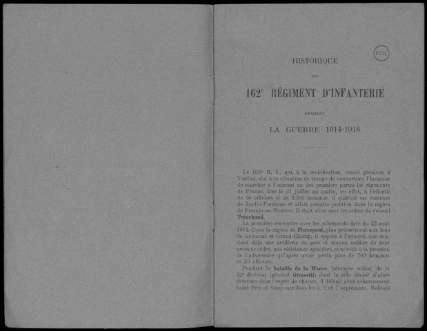 Historique du 162ème régiment d'infanterie