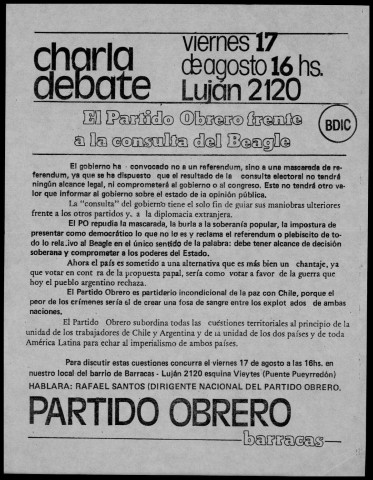 Partido Obrero : tracts. Sous-Titre : 1983-1984