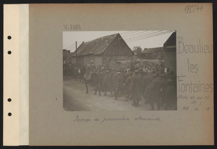 Beaulieu-les-Fontaines (près et au nord de). Passage de prisonniers Allemands