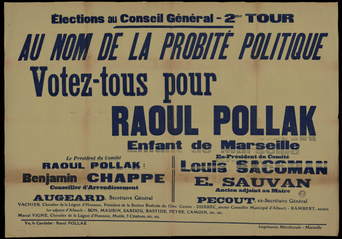 Élections au Conseil Général : Votez tous pour Raoul Pollak