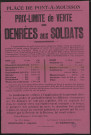 Place de Pont-à-Mousson : prix-limite de vente de denrées aux soldats
