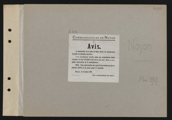 Noyon. Non renseignée [L'occupation allemande]