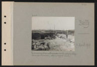 Bailly. Anciennes positions allemandes dans la partie du village tenue par l'ennemi : abri en ciment armé