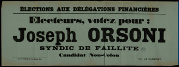 Elections aux délégations financières : Joseph Orsoni Candidat Non-Colon