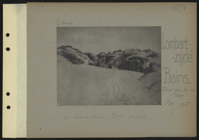 Lombartzyde-Bains (rive droite de l'Yser). La grande dune. PC français