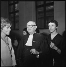 Au Palais de justice lors du procès de Claude Dubos et Josette Pouré. Le député Pierre Lemarchand lors de l'affaire Ben Barka