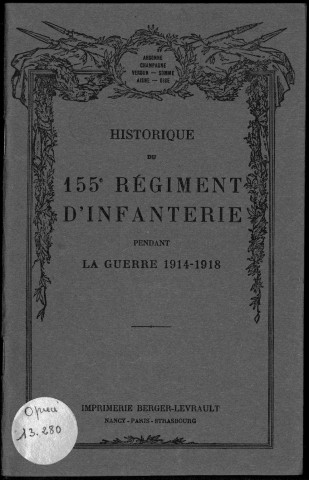 Historique du 155ème régiment d'infanterie