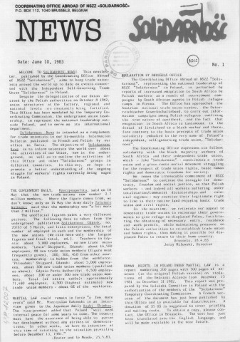 News Solidarnosc (1983 : n°1-7 ; 9-14)
