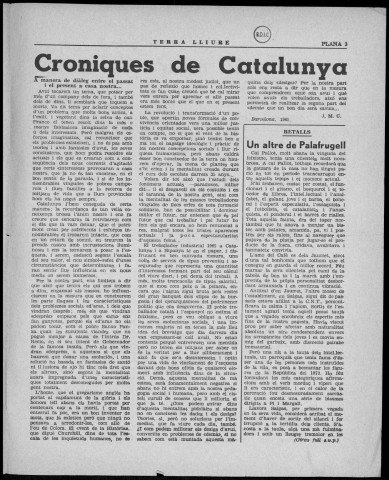 Terra Lliure (1965 : n° 07). Sous-Titre : Butlletí de la Regional Catalana C.N.T [puis] Butlletí interior de l'Agrupació Catalana C.N.T. (Exterior)