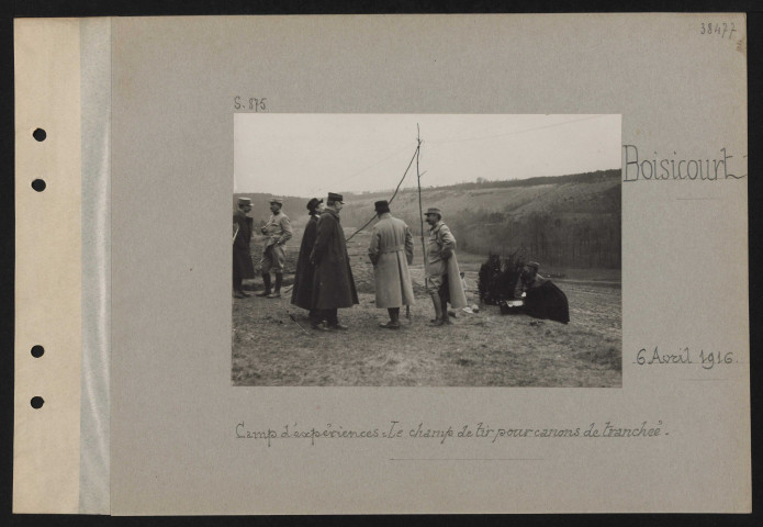 Boisicourt. Camp d'expériences : le champ de tir pour canons de tranchée