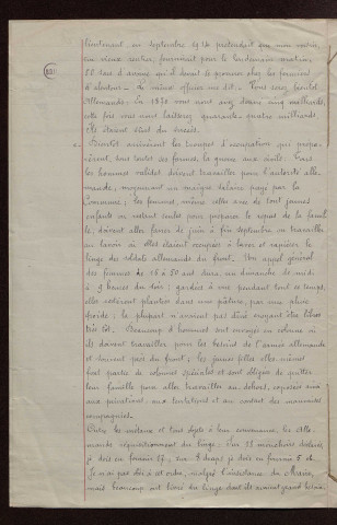 Sains du Nord (59) : réponses au questionnaire sur le territoire occupé par les armées allemandes