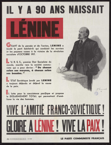 Il y a 90 ans naissait Lénine… Vive l'amitié Franco-soviétique !