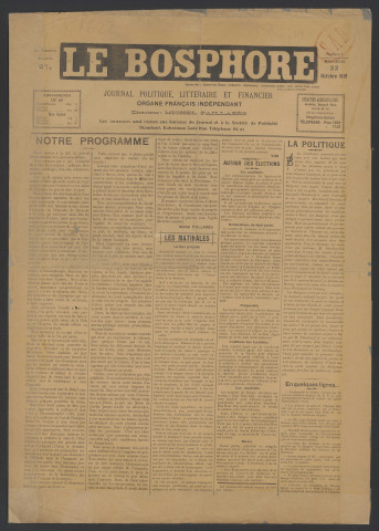 Octobre 1919 - Le Bosphore