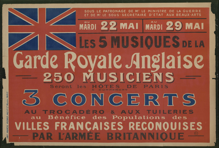 Les 5 musiques de la garde royale anglaise... au bénéfice des populations des villes françaises reconquises