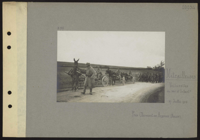 Clermont-en-Argonnes (près) (Meuse). Mitrailleuses. Voiturettes du 331e d'infanterie