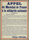 Appel du Maréchal de France à la solidarité nationale