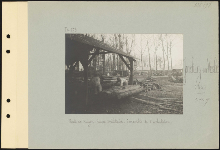 Jonchery-sur-Vesle (près). Route de Muizon. Scierie militaire. Ensemble de l'exploitation
