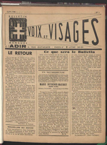 Voix et visages - Année 1946
