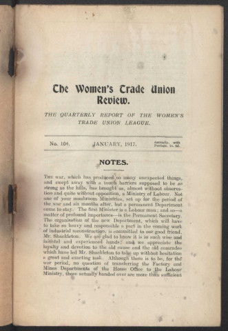 Année 1917. Women's Trade Union review