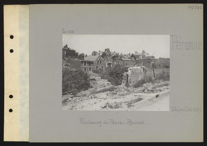 Péronne. Faubourg de Paris : ruines