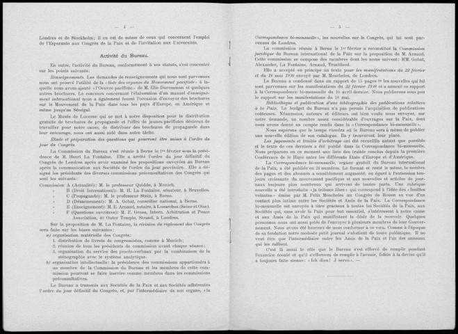 XVIIe rapport du Bureau international de la paix sur sa gestion et ses comptes du 1er juillet 1907 au 30 juin 1908