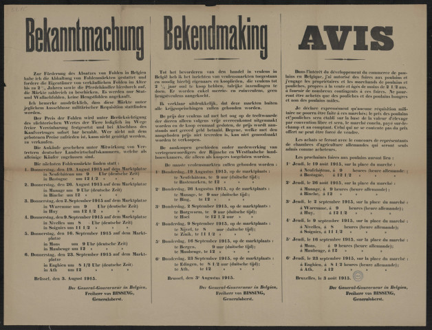 Absatzes von Fohlen in Belgien...amp; Abhaltung von Fohlenmärkten = Bevorderen van den handel...amp; inrichten van veulensmarkten = Développement du commerce de poulains en Belgique...amp; j'ai autorisé des foires aux poulains