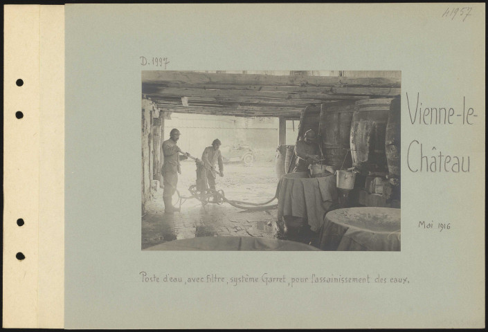 Vienne-le-Château. Poste d'eau, avec filtre, système Garret, pour l'assainissement des eaux