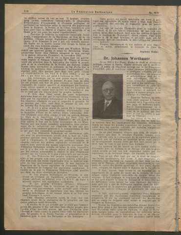 Septembre 1928 - La Fédération balkanique