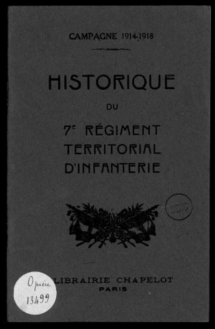 Historique du 7ème régiment territorial d'infanterie