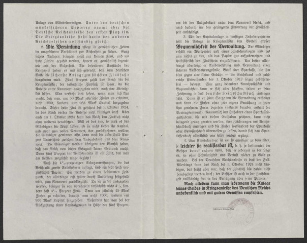 Guerre mondiale 1914-1918. Allemagne. 7° Emprunt de guerre