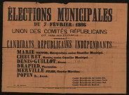 Élections Municipales : Union des comités républicains Candidats républicains indépendants