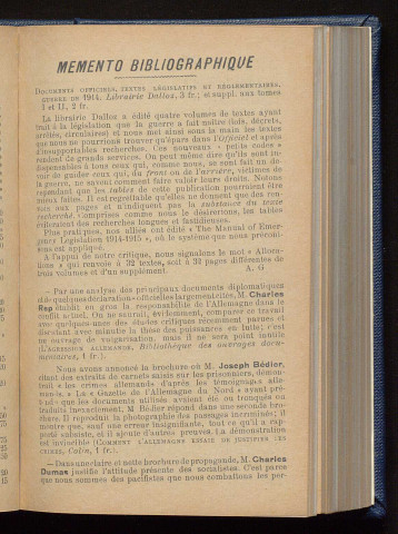 Juillet 1915 - Bulletin officiel de la Ligue des Droits de l'Homme