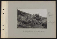 Méry (près). Attelage atteint par un obus de 77