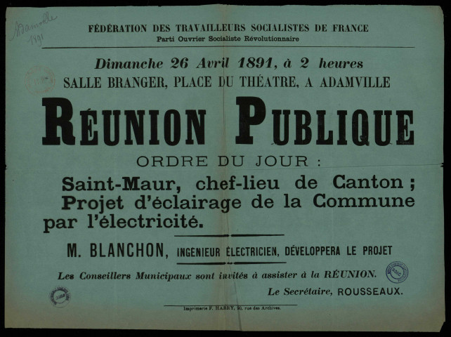 Fédération des travailleurs socialistes Réunion Publique M. Blanchon