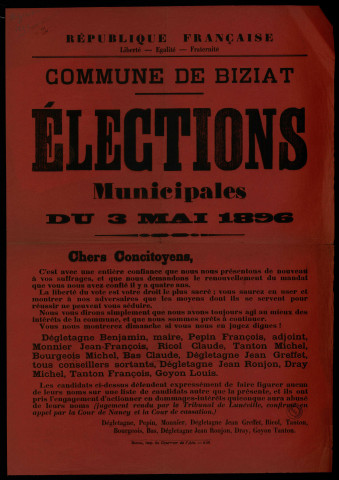 Elections Municipales : Liste de candidats