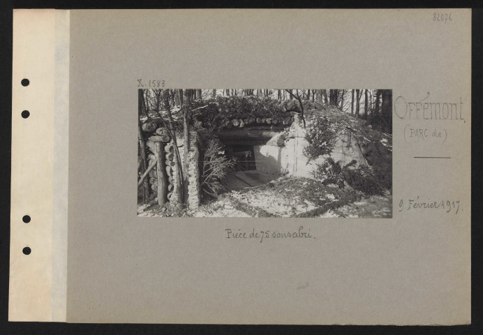 Offémont (parc de). Pièce de 75 sous abri