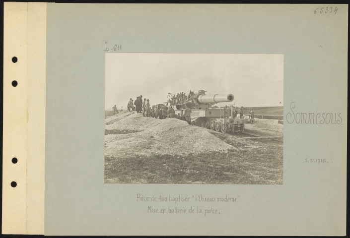 Sommesous. Pièce de 400 baptisée "L'oiseau moderne". Mise en batterie de la pièce