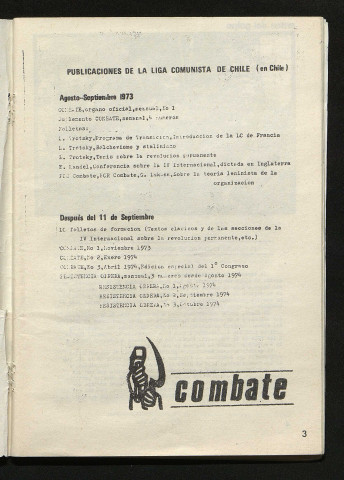 Liga comunista de Chile. Boletín exterior - 1974