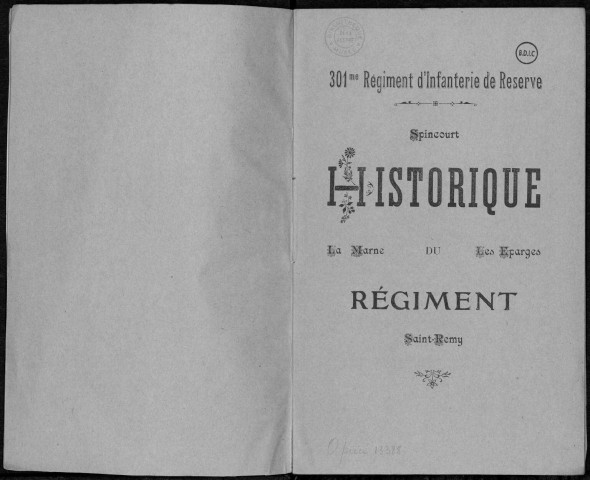 Historique du 301ème régiment d'infanterie de réserve