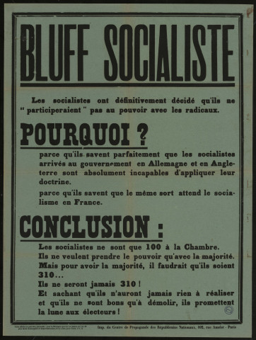 Bluff socialiste : pourquoi?
