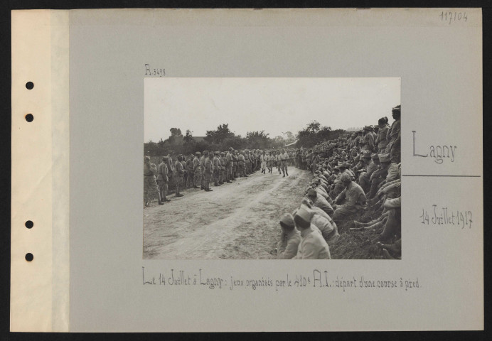 Lagny. Le 14 juillet à Lagny : jeux organisés par le 410e RI : départ d'une course à pied