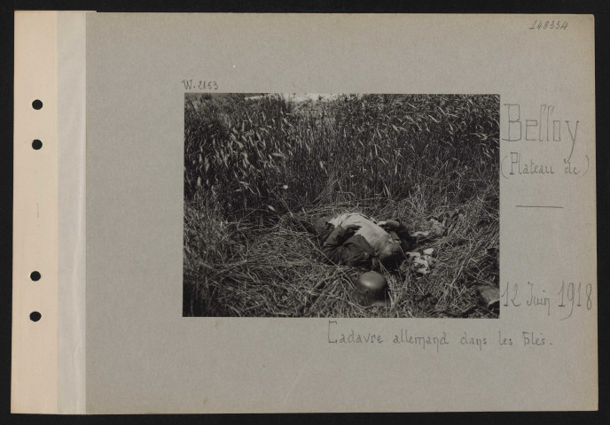 Belloy (plateau de). Cadavre allemand dans les blés