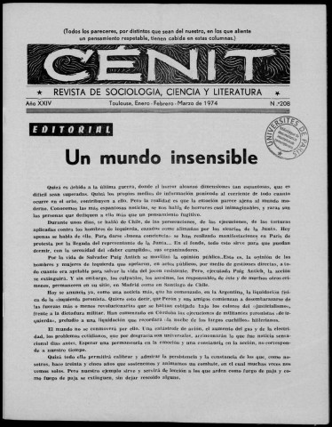Cénit (1974 ; n° 208 - 211). Sous-Titre : Revista de sociología, ciencia y literatura