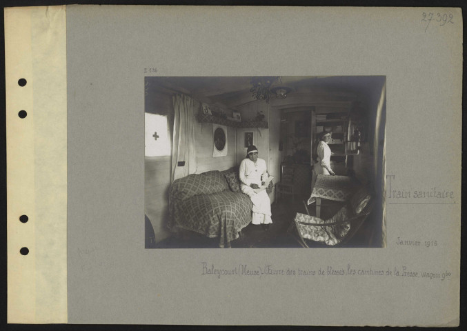 Baleycourt (Meuse). Train sanitaire. Œuvre des trains de blessés, les cantines de la Presse, wagon 9bis