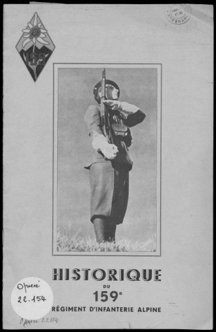 Historique du 159ème régiment d'infanterie alpine