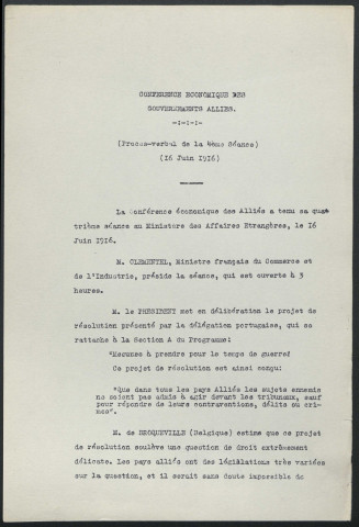 4ème séance. 16 juin 1916. Dactylog. 47 p