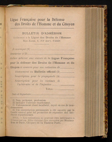 Octobre 1905 - Bulletin officiel de la Ligue des Droits de l'Homme